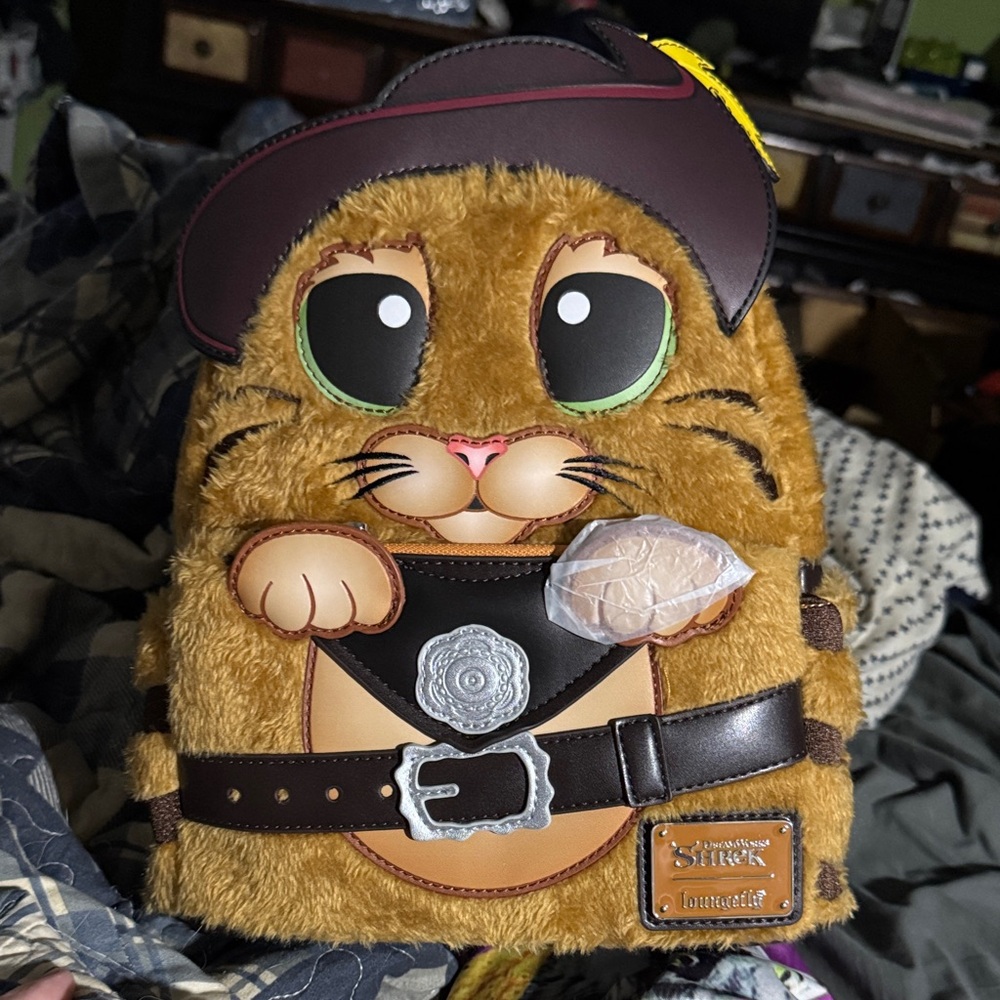 Loungefly Puss in Boots Furry Brown Backpack